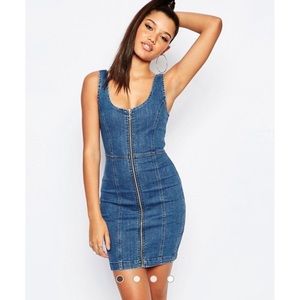 Misguided Zip Denim Mini Dress